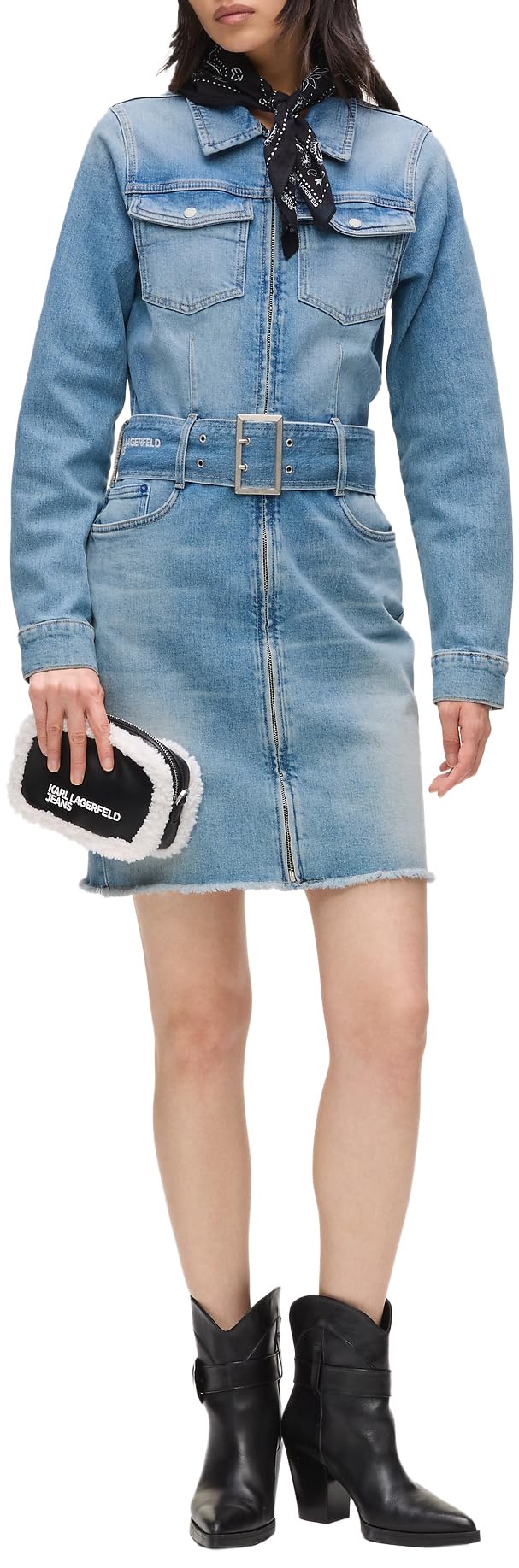 Karl Lagerfeld Jeans Damen Belted Denim Dress