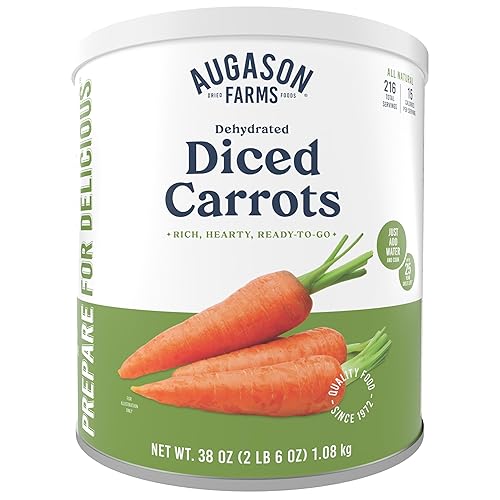 Augason Farms Dehydrated Diced Carrots Emergency Food Supply, 216 Servings,