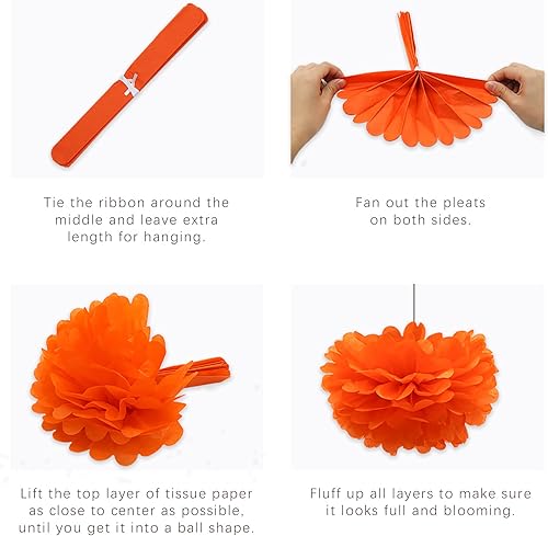 Miniatura 6 de Suministros para fiestas mexicanas, decoraciones de fiesta – Abanicos de papel, pompones de flores, guirnaldas de borlas para fiesta tropical