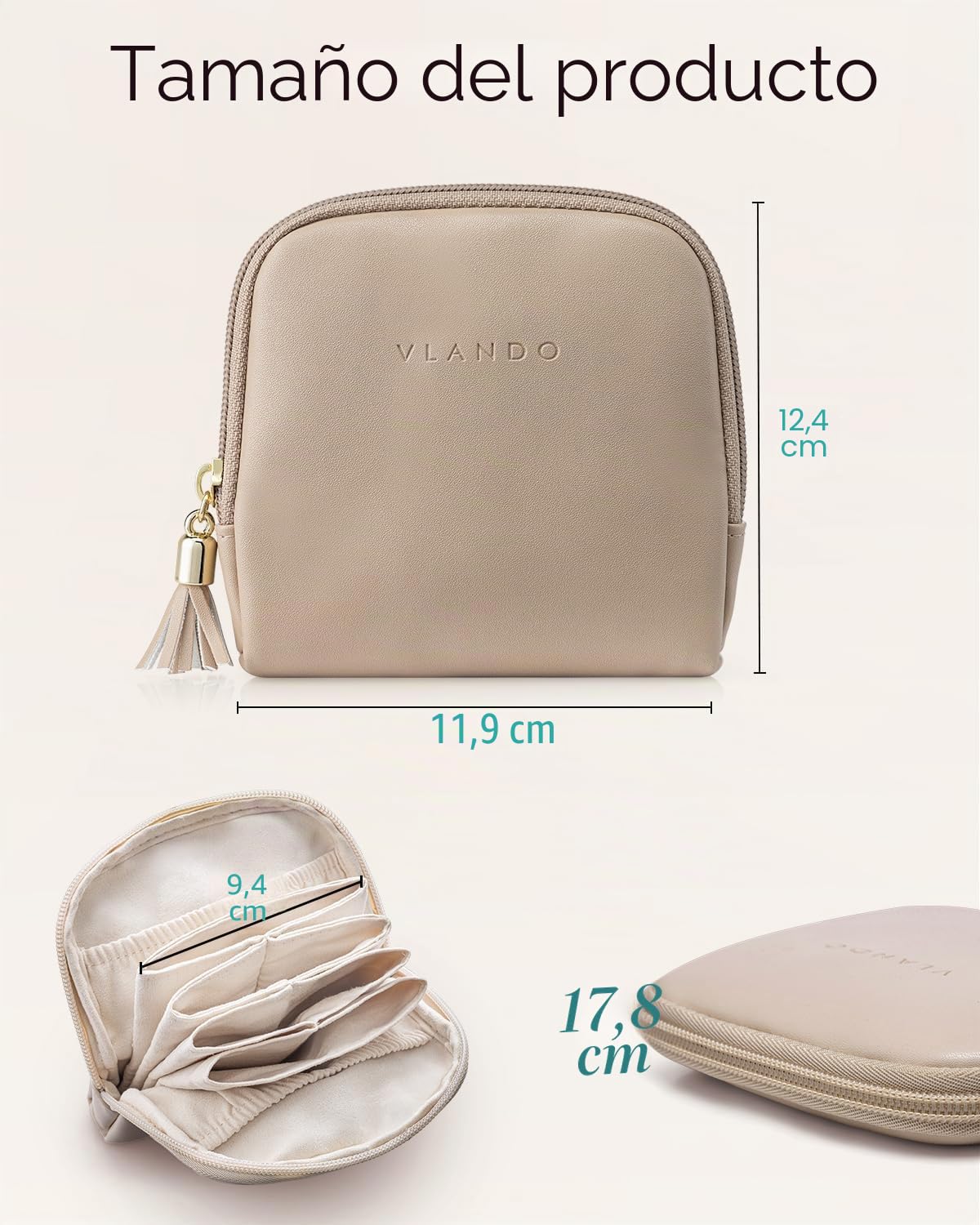 VLANDO Joyero de viaje bolsa para joyas 6 capas caja de joyería piel sintética