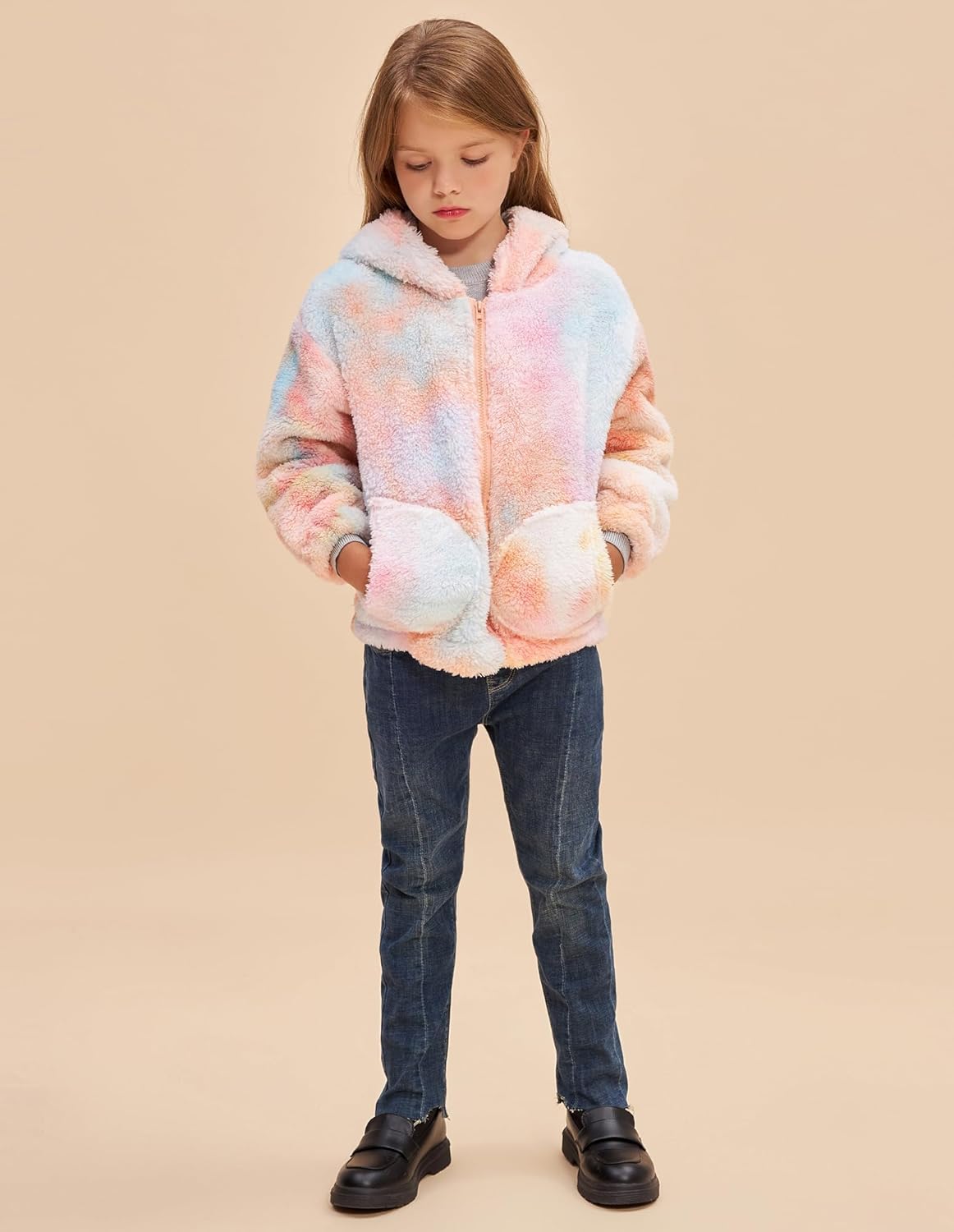 GRACE KARIN Girls Fleece Jacket Zip Up Sherpa Coat Kids Fall Hoodie Fuzzy Sweatshirt Size 5-14 - Image 2