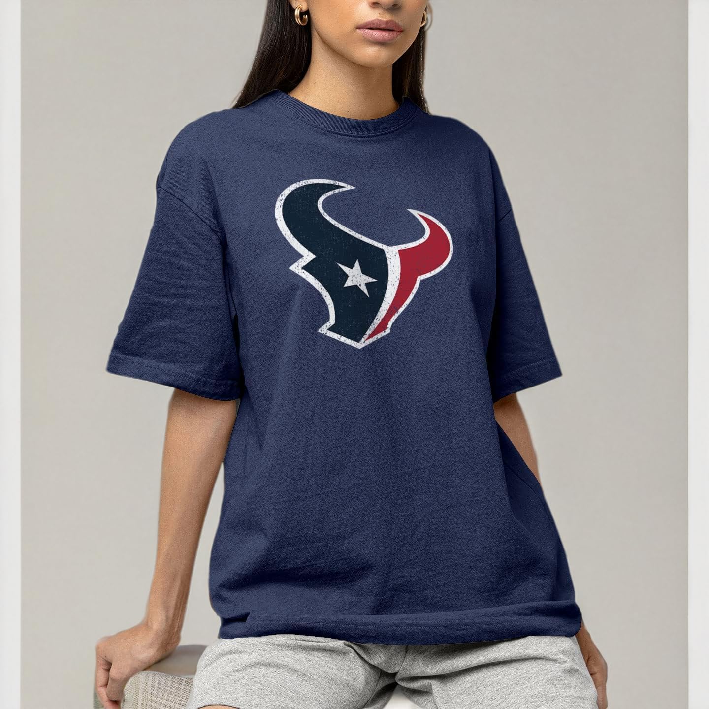 Hybrid Sports NFL - Houston Texans - Distressed Team Logo - Men's and Women's Short Sleeve T-Shirt - Size Large Houston Texans - Navy - Image 6