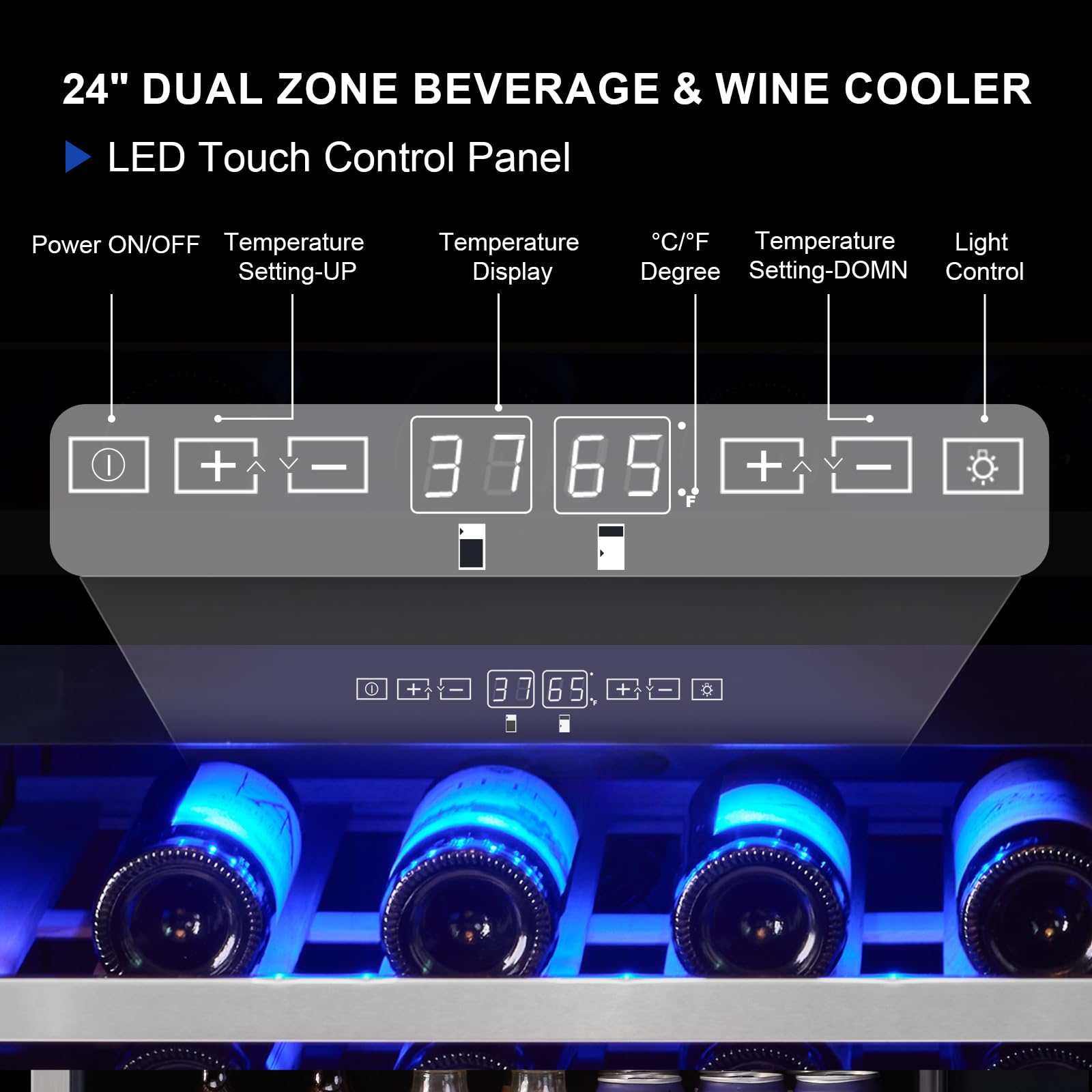 Akicon 24 Inch Mini Fridge,42db 46 Bottles Quiet Beverage Refrigerator With Safety Lock And Temperature Memory Touchscreen, Built-In/Freestanding For Home, Silver on Fridge.com - View 5