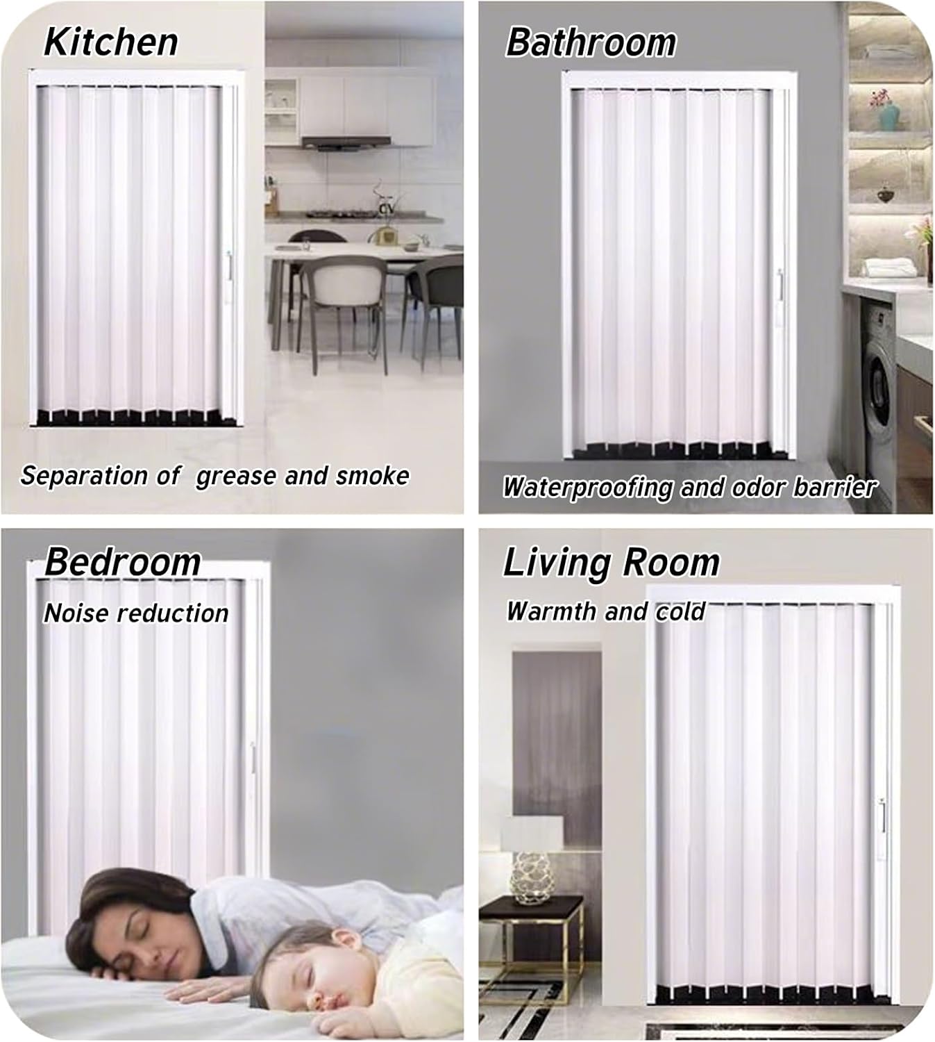 72" 83" 90" Tall Aluminum Accordion Door with Lock, Retractable Invisible Door Divider for Room Separation, Folding Sliding Invisible Door Partition(White,60x90in)