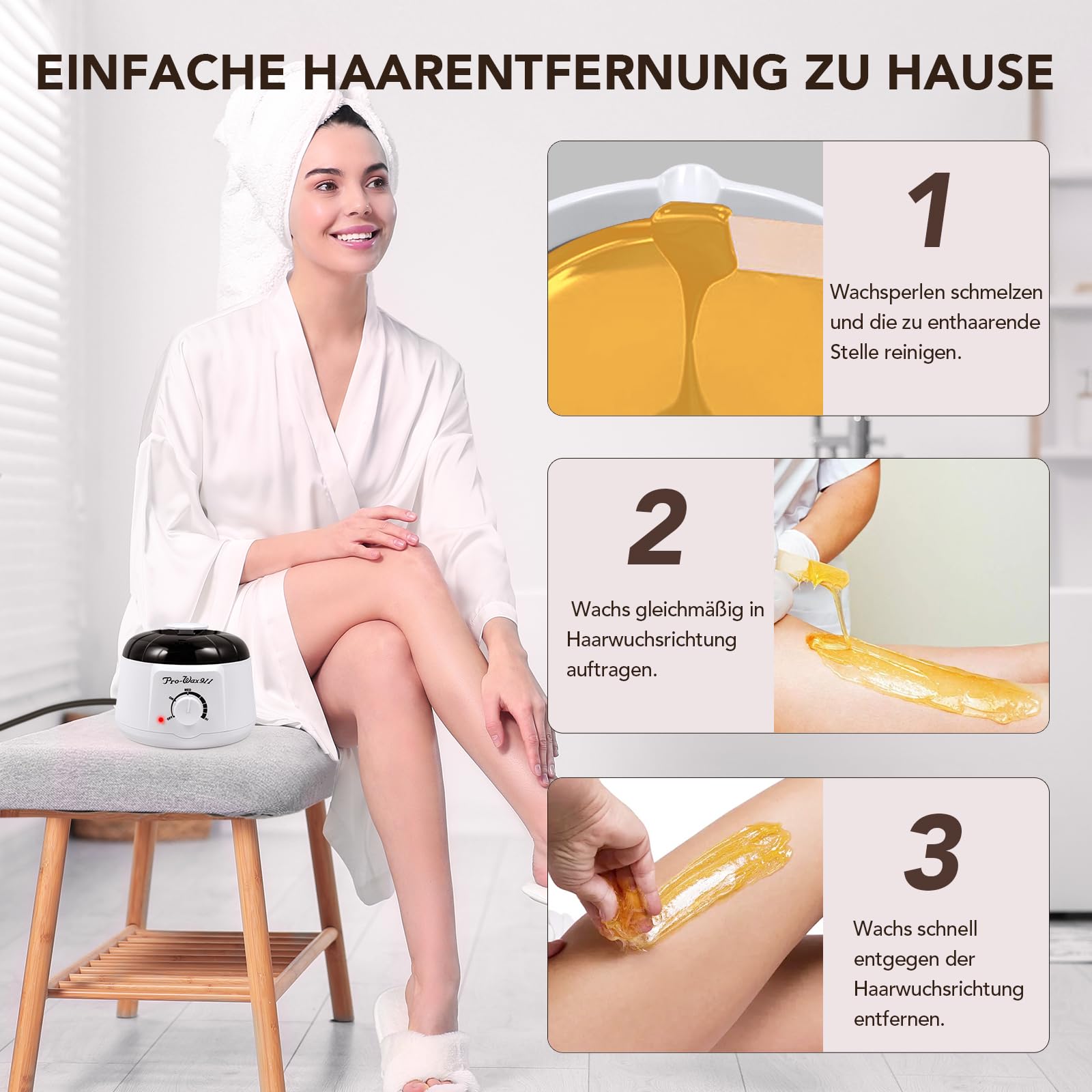Waxing set, Professionell Wachswärmer Wachs Haarentfernung mit 500g Wax Warmer mit Wachsperlen, Waxing Maschine Set, Wax Maschine für Wachs Haarentfernung Perlen