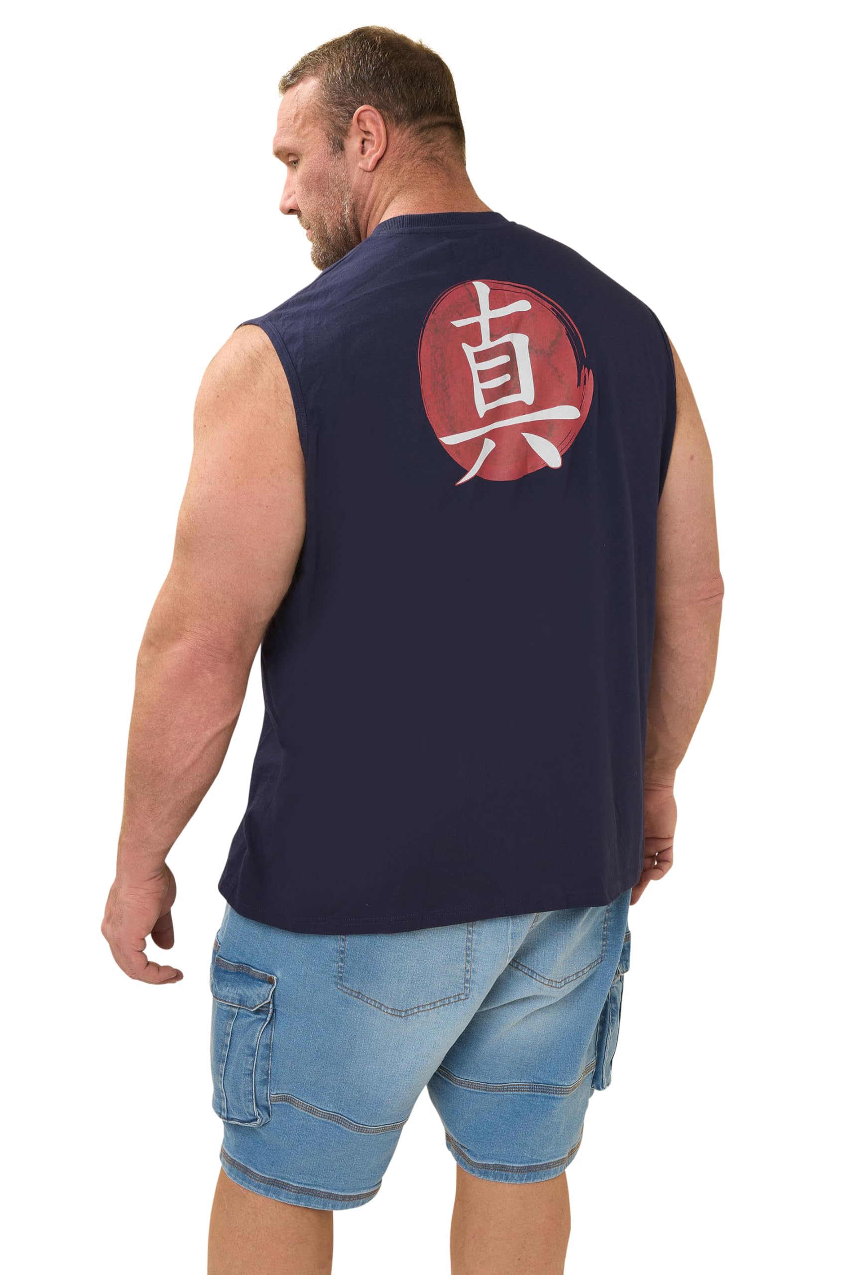 BadRhino Japanese Graphic Vest Top - Dark Navy - Cotton - Men's 5-6XL