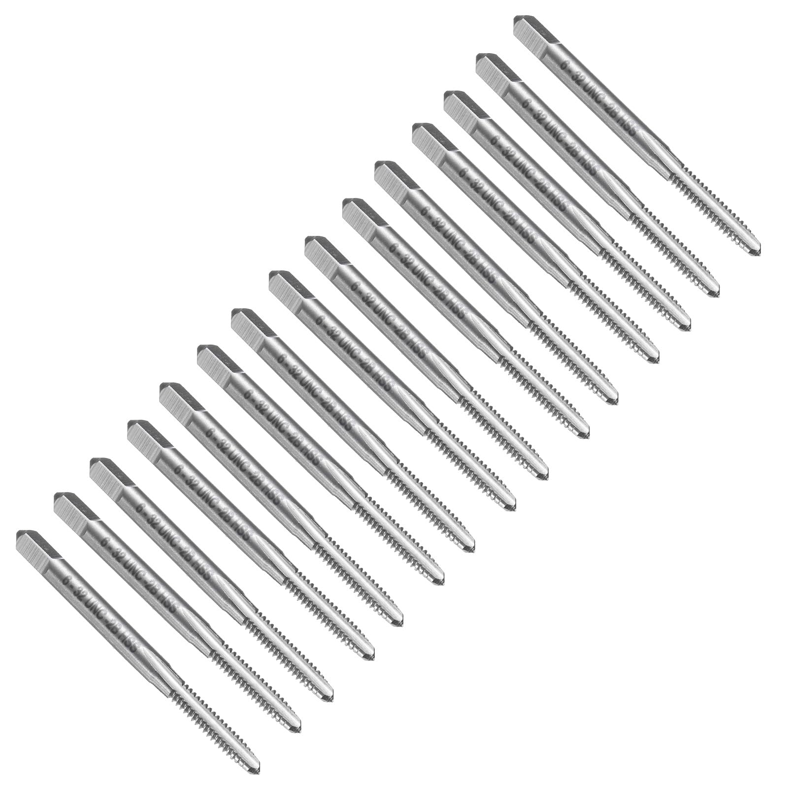 QUARKZMAN 15pcs Machuelo de Canal Recto, 6-32 UNC Herramienta de Roscado para Fresado de Roscas, Acero Rápido 6542 (HSS 6542)