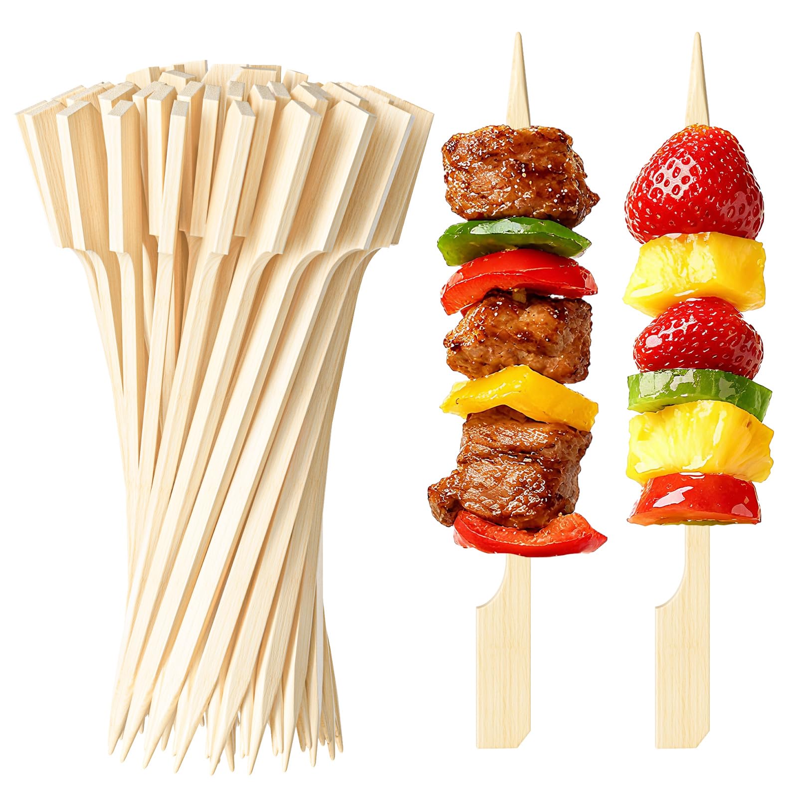 Photo 1 of 200PCS 7 Inch Bamboo Skewers for Appetizers – Fancy Paddle Toothpicks, Cocktail Picks, Flat Food Picks for Party, Fruit, Sandwich, Charcuterie Boards, Wooden Sticks