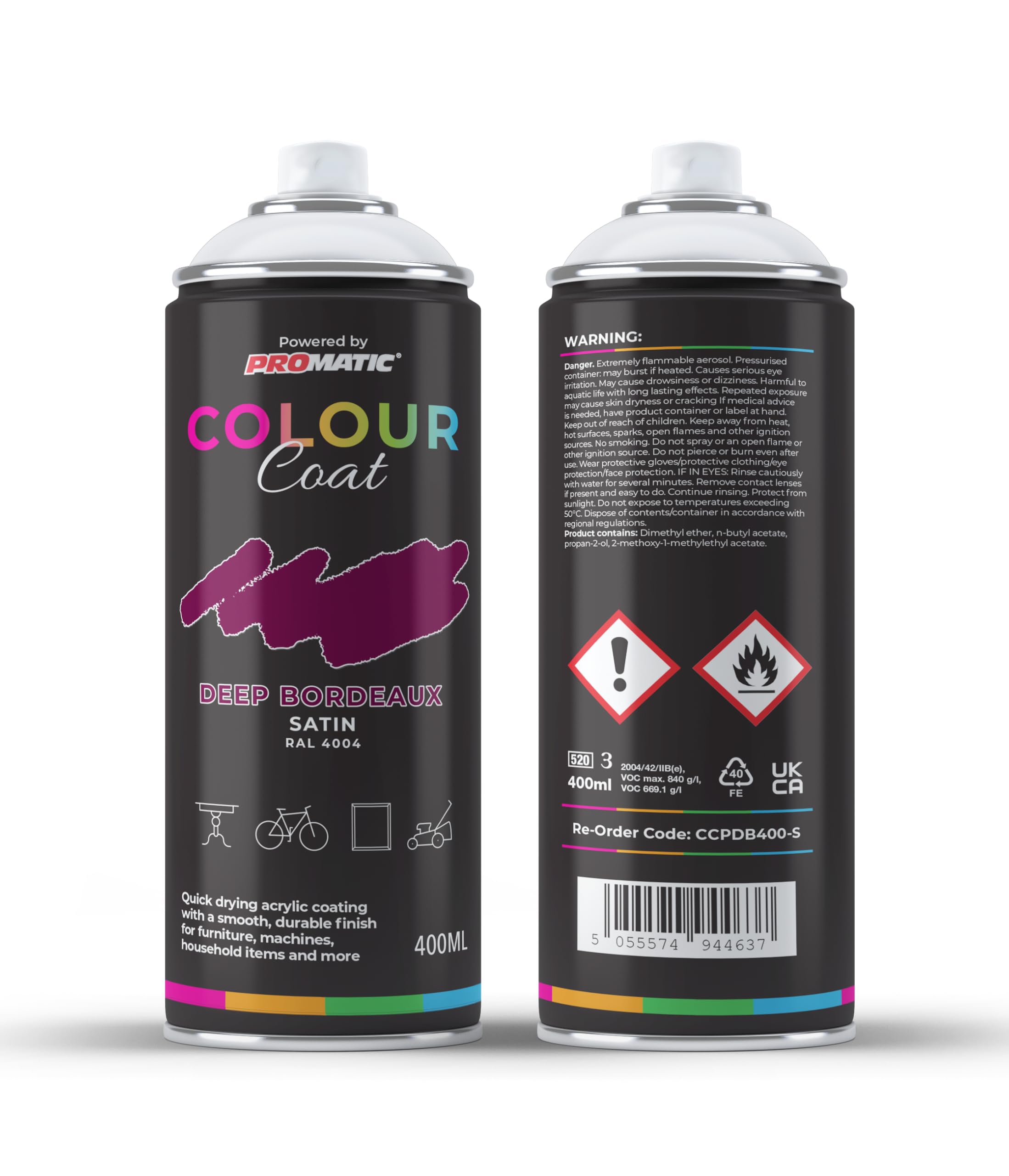 Colour Coat Deep Bordeaux Claret Violet Satin Pro-Matic Ral 4004 Aerosol Spray Paint 400Ml (1)
