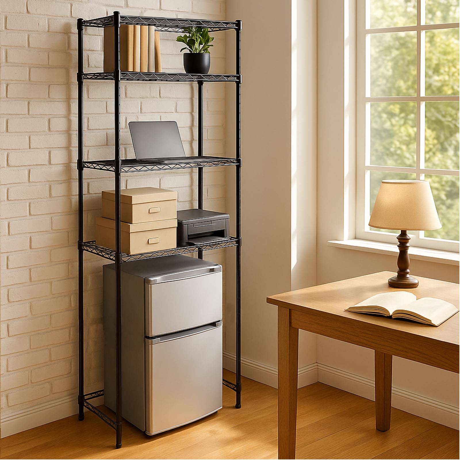 Mini estante para frigorífico de altura ajustable (negro)