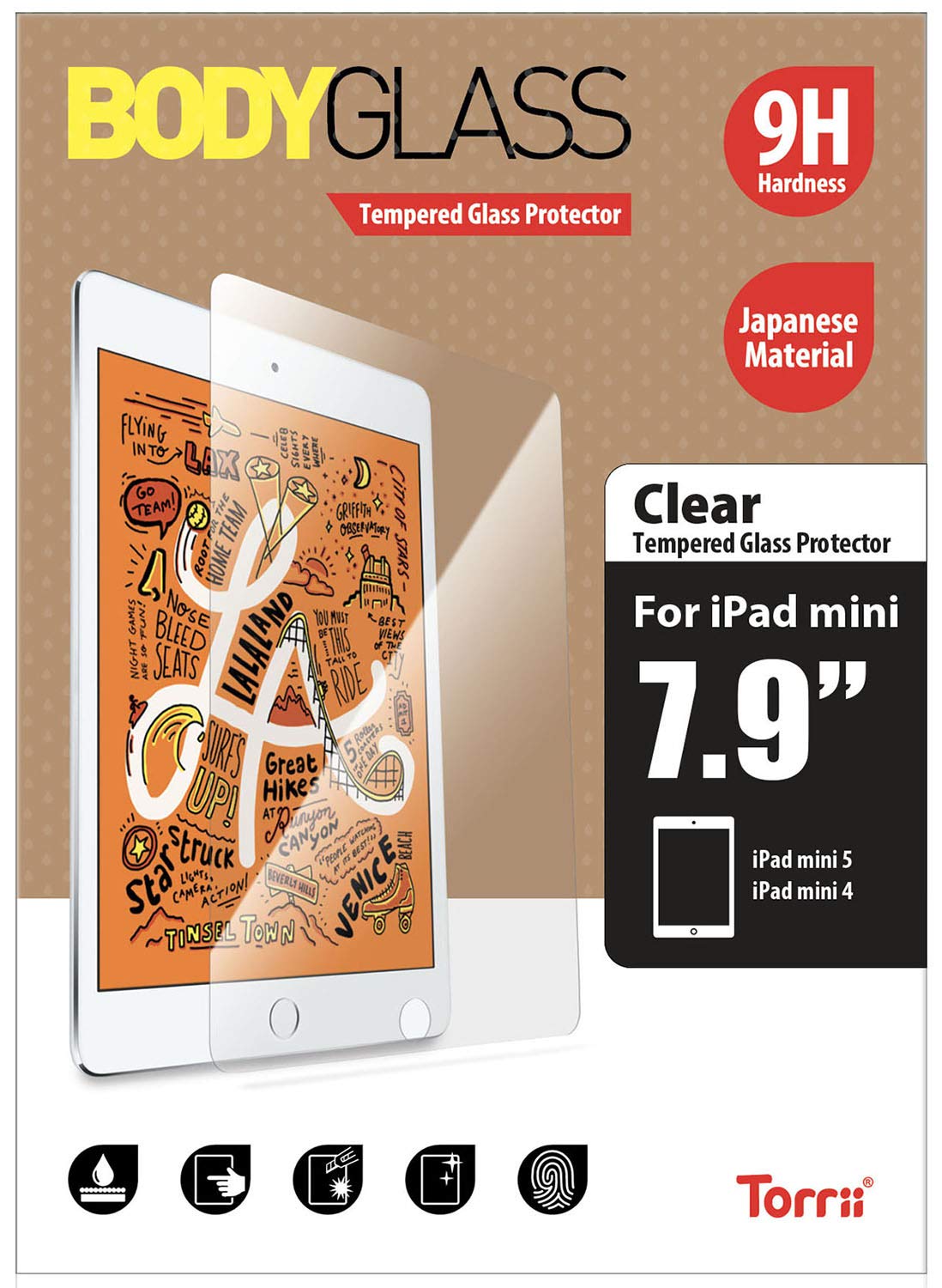 TorriiApple iPad mini 5 (2019) 7.9 inch/iPad mini 4 Body Glass Tempered Glass Screen Protector - Japanese material - Clear