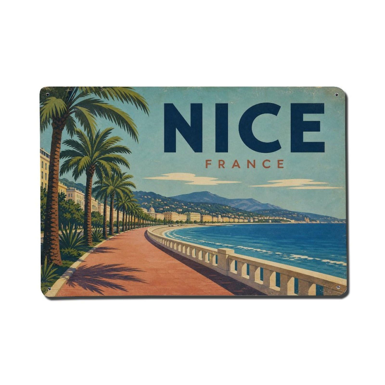 Retro Travel France Nice Metal Tin Sign