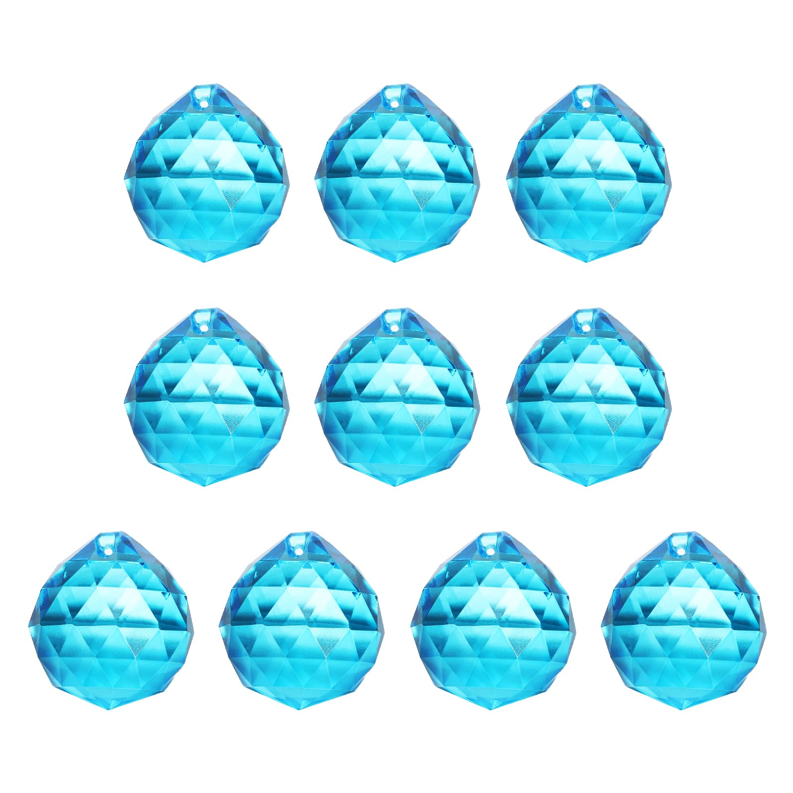 YELARXI Crystal Ball Prisms, Sun Catcher Hanging Prism Sun Catcher Pendant 24mm / 0.94Inch & 10 Pack & Lake Blue-Fitting for (Outdoor/Indoor/Windows/DIY Decor/Feng Shui/Chandelier)