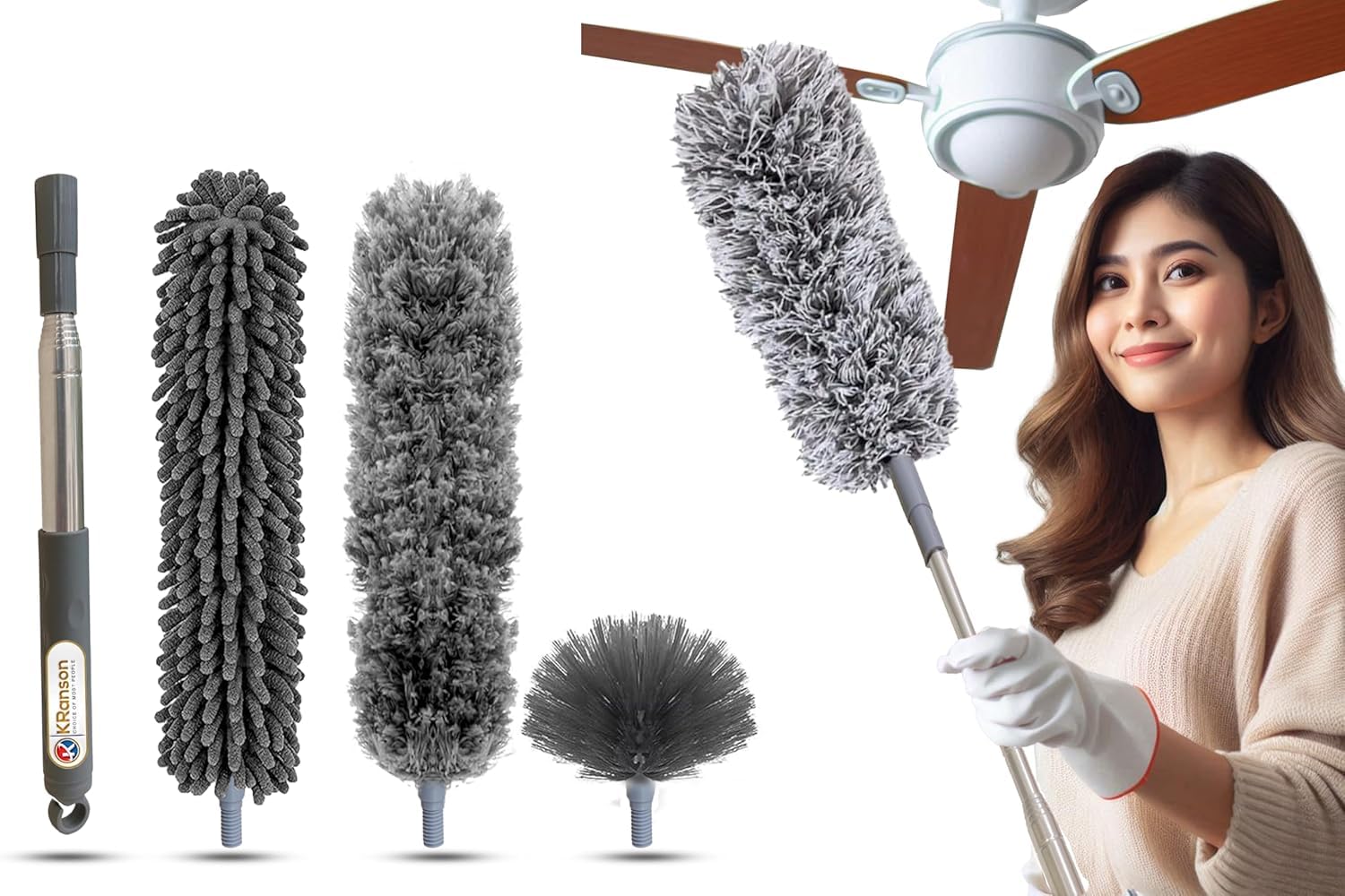 Fruhrer Fan Cleaner Brush with Long Rod,Bendable & Detachable Fan Cleaning Duster with 100 inches Expandable Pole Handle,Microfiber Long Handle clener Duster-Multi (3 in 1 Duster) (B0DDPVZ26R) Amazon Price History, Amazon Price Tracker