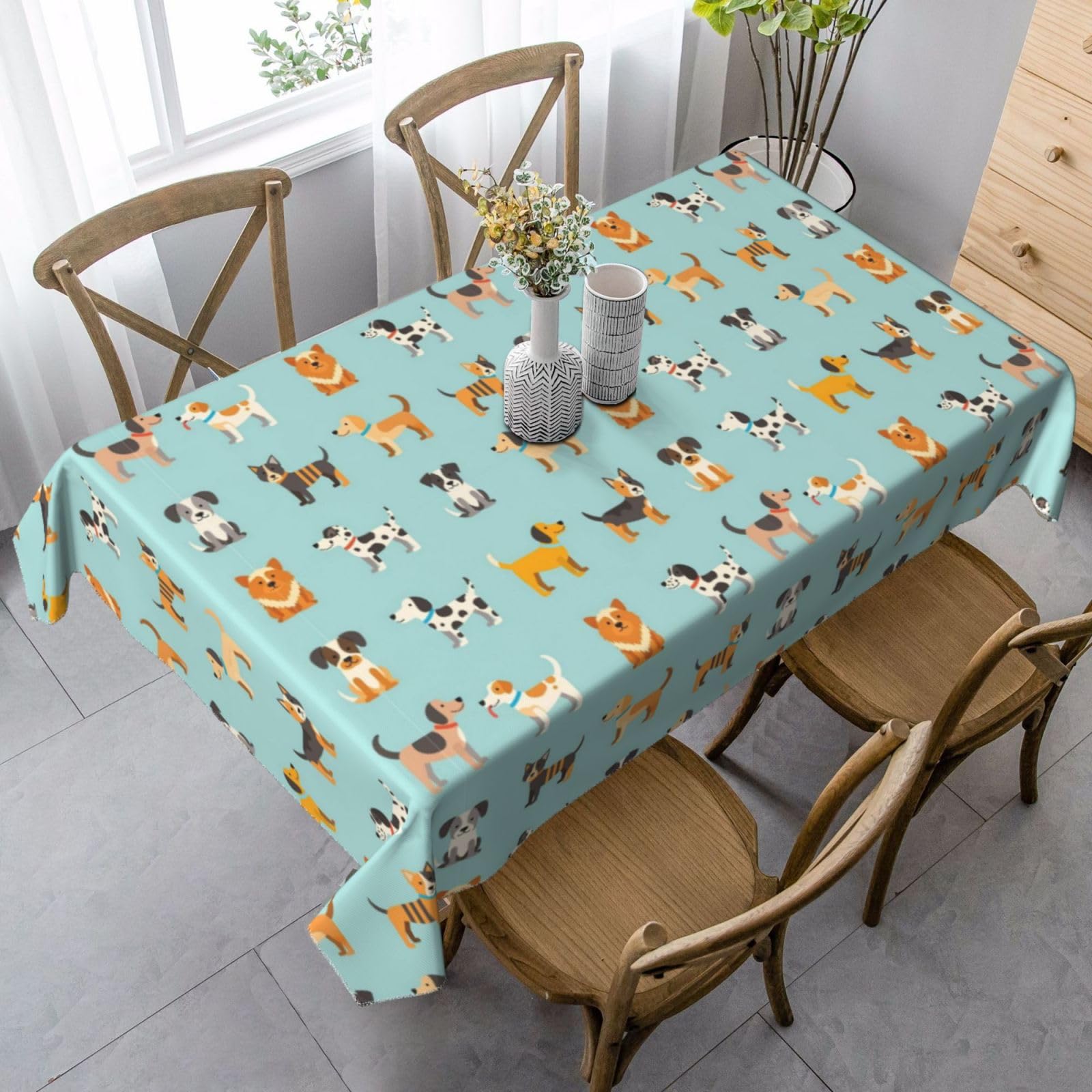 Nappe infroissable réutilisable 137x183 motif chiens mignons