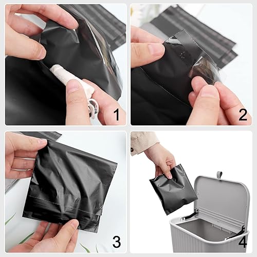 Miniatura 2 de Tuciyke Bolsas de eliminación de servilletas sanitarias, paquete de 200, bolsas de eliminación sanitaria, bolsas opacas negras de 5 x 8 pulgadas,