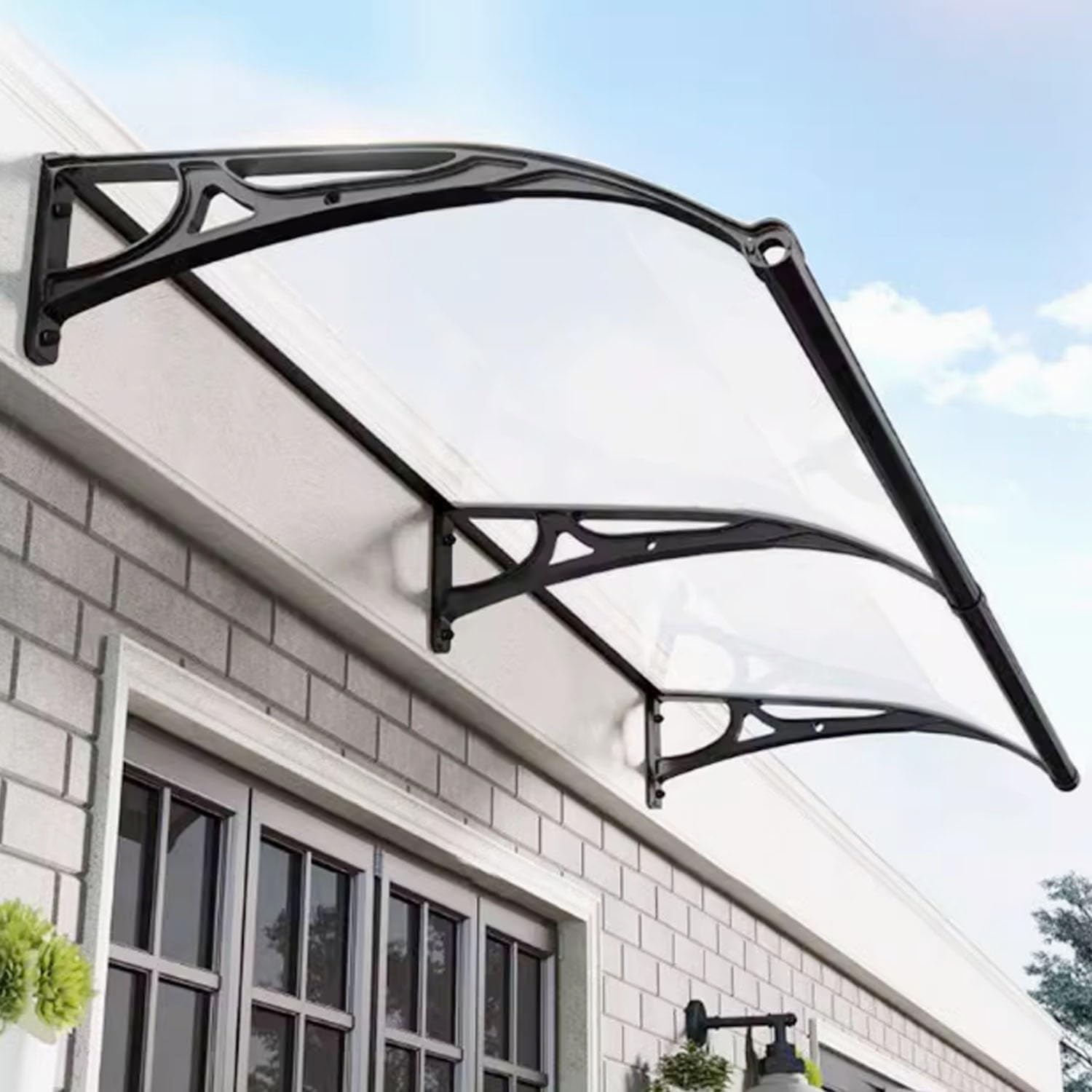Entrance Polycarbonate Cover Awnings Doors Window Awning Canopy Outdoor Front Door Patio Canopy for UV Rain Snow Protection Rain Shelter with Aluminum Bracket 60x80-150x800cm(60x80cm)