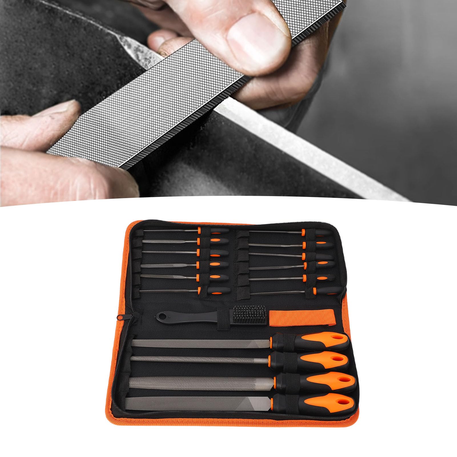 Set di 18 limette in acciaio T12, limette manuali professionali in metallo con punta a ago e grandi limette piatte, triangolari e semicircolari; include custodia di conservazione e