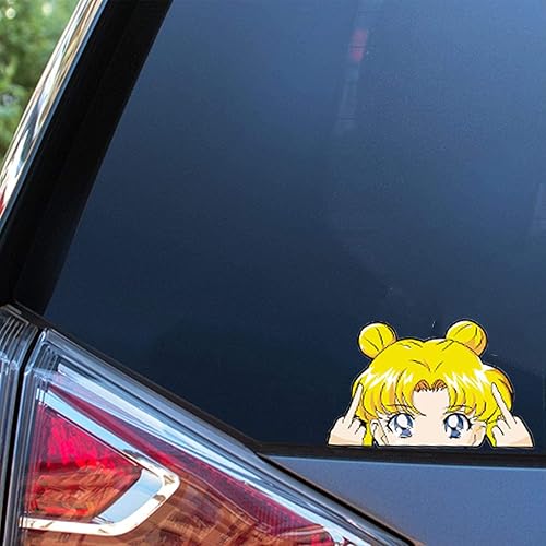 Senksll 2 calcomanías de anime de 5.1 pulgadas para automóvil, calcomanías de vinilo para automóvil, accesorios para ventana, cámper, laptop,