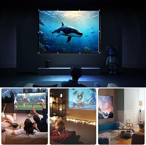 Miniatura 6 de Pantalla de proyector para exteriores  Pantalla de teatro plegable y portátil para el hogar  Gran diseño magnético enrollable, ideal para patio