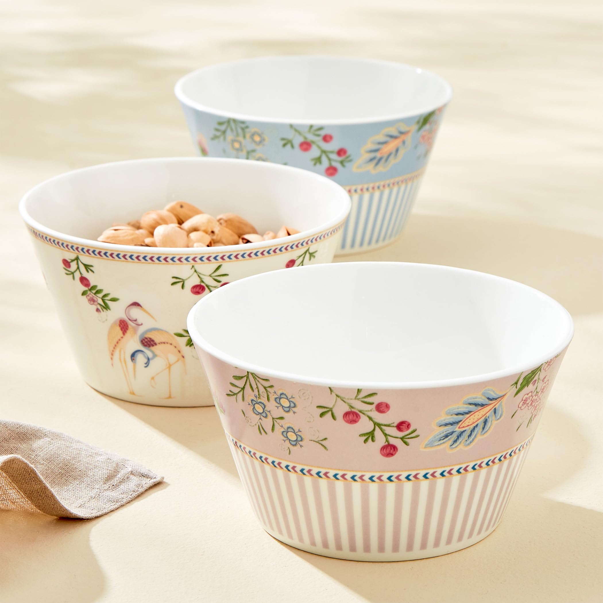Home Centre Mandarin Crane Set of 3 Bone China Printed Bowls - 470ml (B0DCCY3PQB) Amazon Price History, Amazon Price Tracker