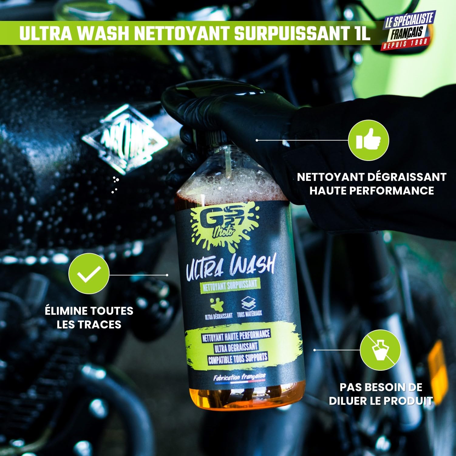 Image secondaire de GS27 Ultra Wash Moto - Nettoyant Surpuissant pour Tous Matériaux - 1L