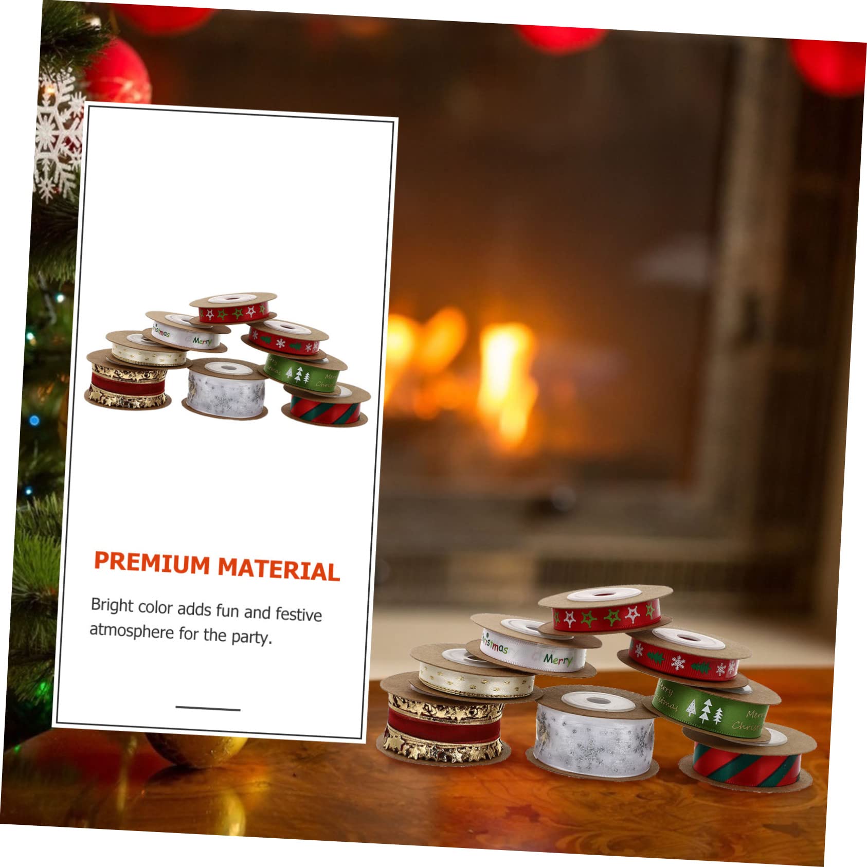 NUOBESTY Stück Rollen Weihnachtsband seidenband bändchen Party-Geschenkbänder weißes Kräuselband Weihnachtssto das Weihnachtsbänder zum Verpacken von Geschenken Weihnachten