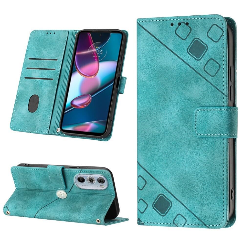 Housse Moto Edge 60 Stylus 5G premium en cuir vert à motif