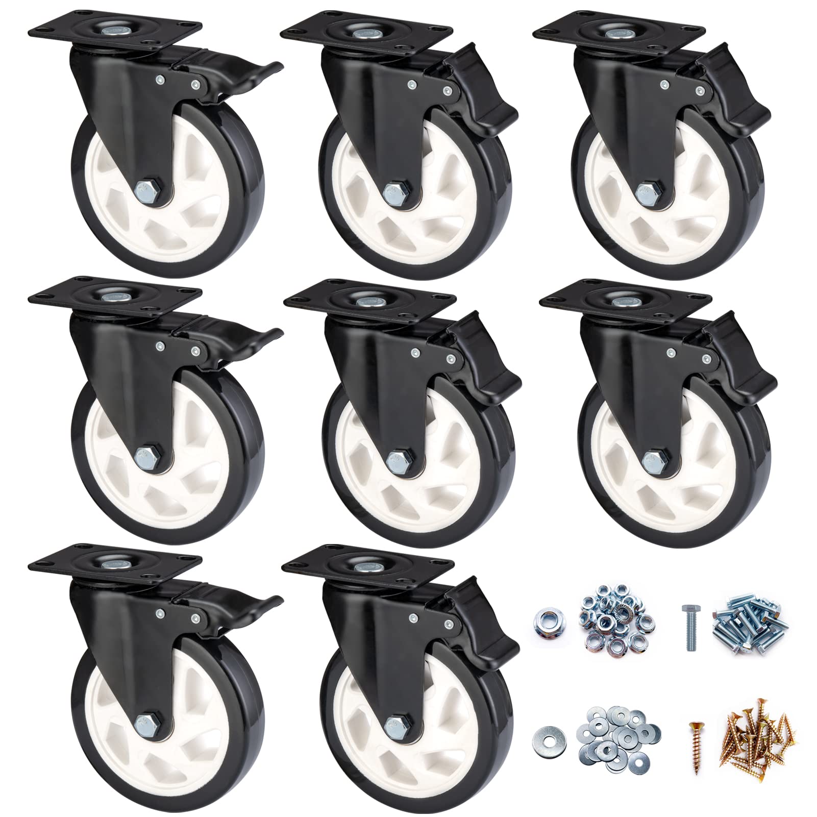 Heavy Duty Caster Wheels with Brake - Set of 4 -10