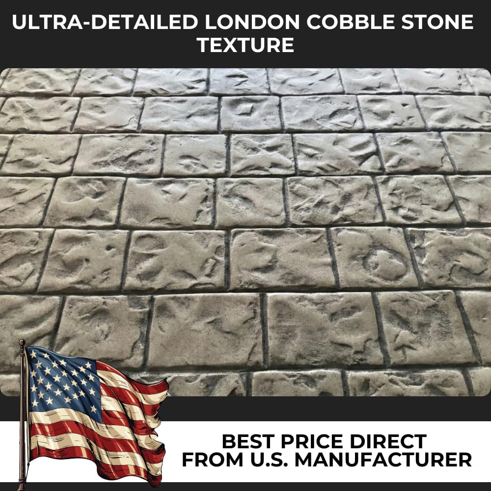 London Cobble Concrete Stamps Set of 4 | 31" x 18" | Made in USA | Professional Grade Polyurethane Decorative Rigid & Flexible Mats for Patios, Walkways & Driveways SM 7100/S-4