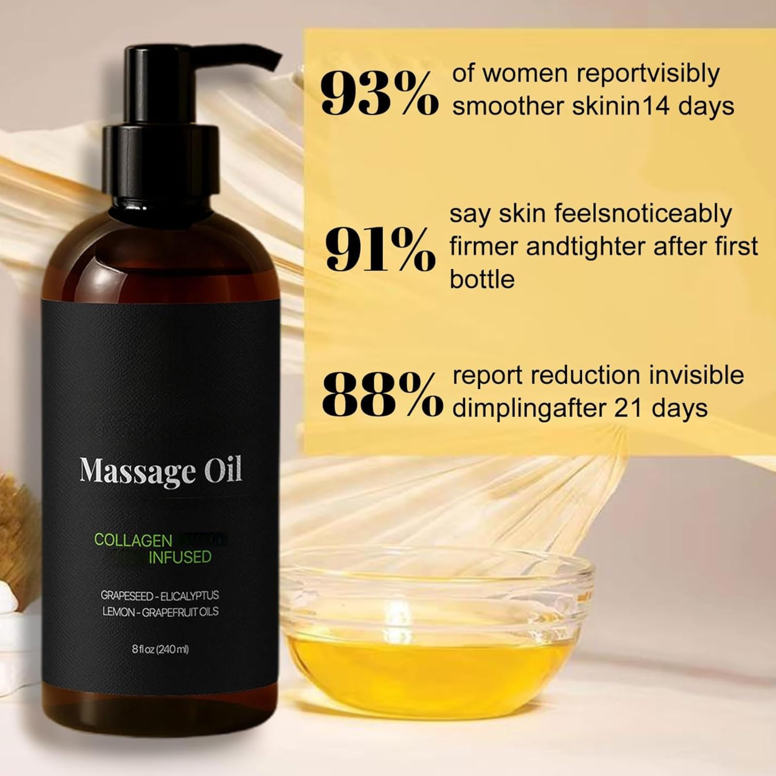 Olio da massaggio, olio per il corpo, non grasso, idratante per gambe e corpo, migliora la struttura della pelle, assorbe rapidamente, olio per la cura quotidiana (5 pezzi)