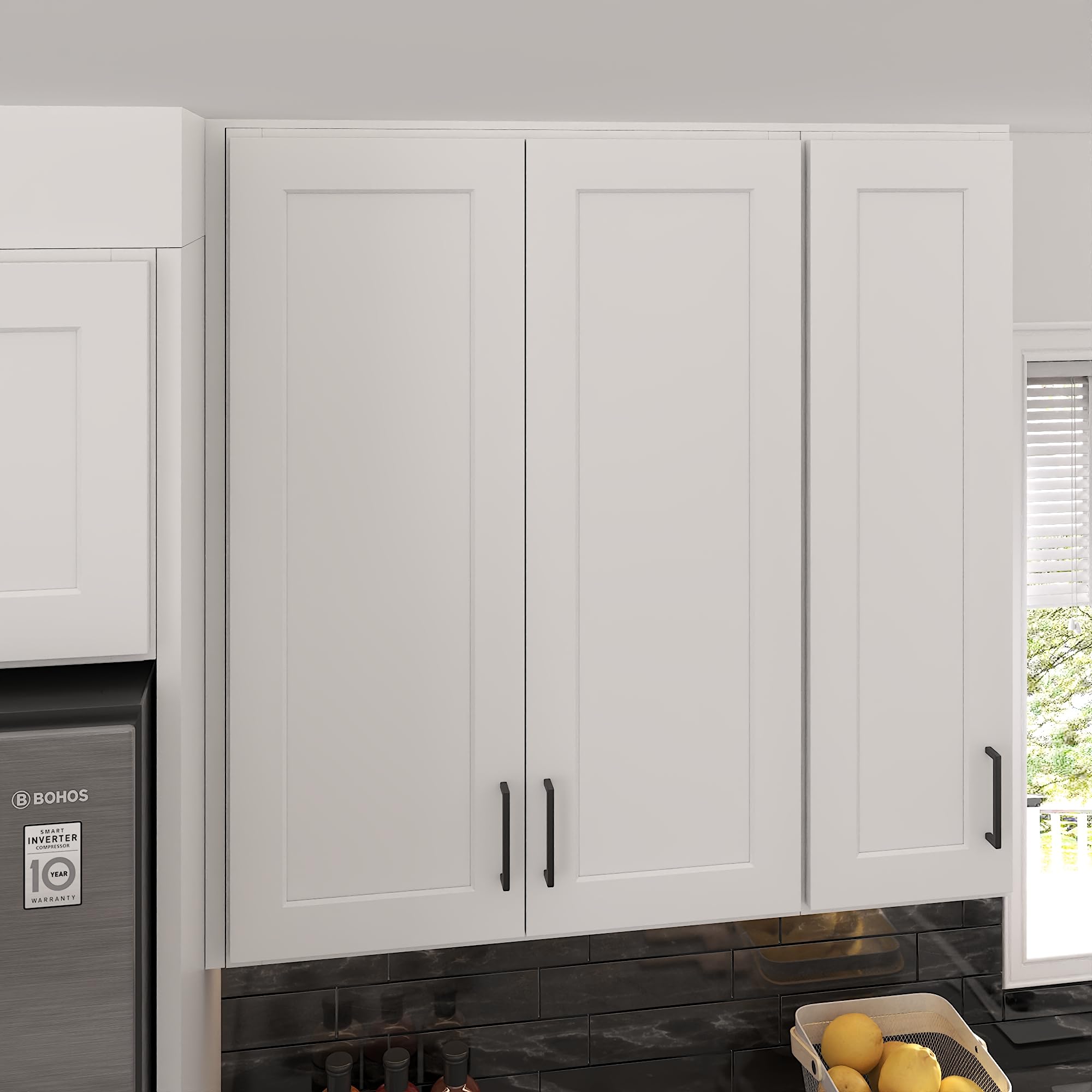 Furinno Shaker 4-Tier Wall Kitchen Cabinet, 2-Door, White