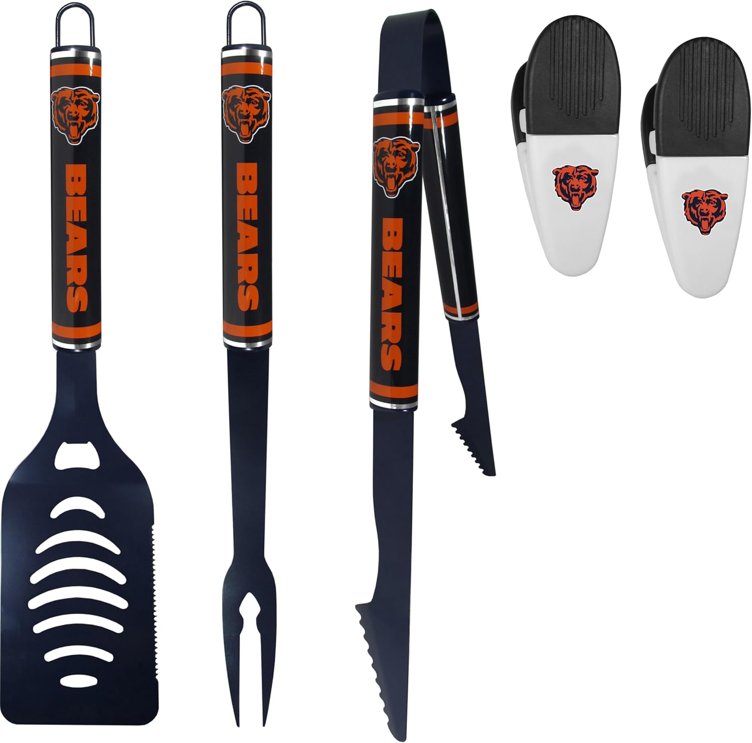 Siskiyou NFL Chicago Bears 3 pc Logo BBQ Tools w/Chip Clips, One Size, Team Colors