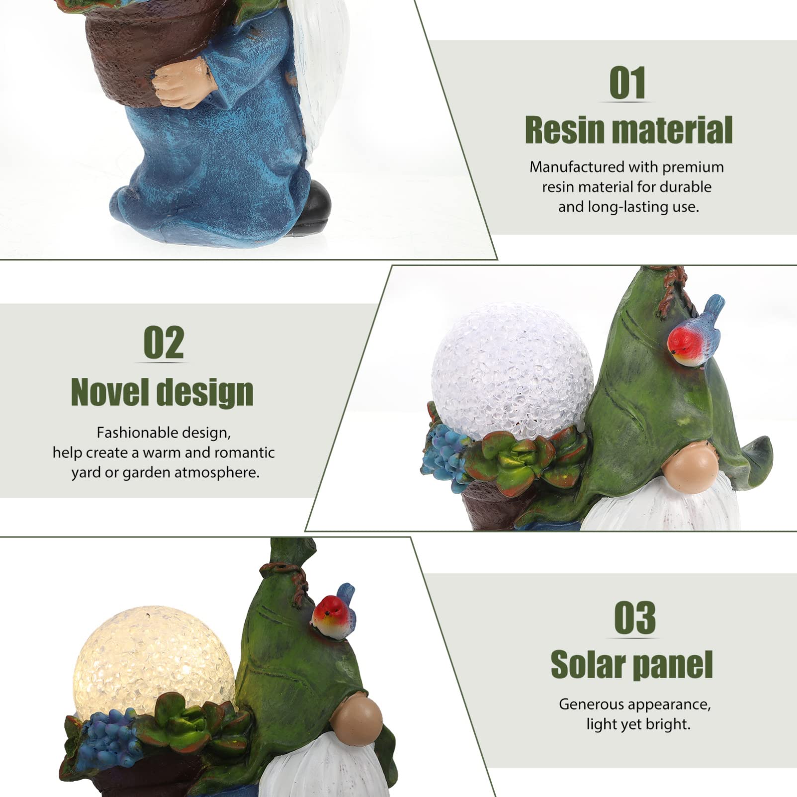 Statue de GNOME de Jardin Solaire Lumineuse en Résine, 1 Pièce