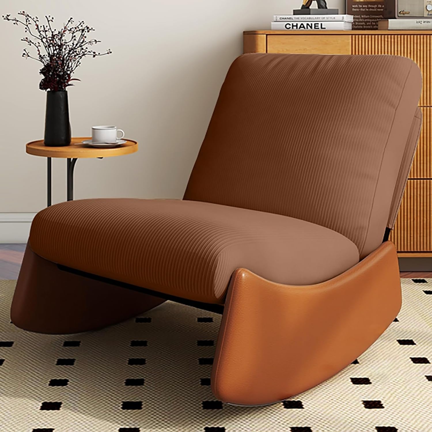 Modern Lounge Chair for Balcony Modern Comfortable Rocking Chair Rocking Recliner Chair Nursery Rocking Chairs for Adults for Living Room Bedroom Balcony Offices (Color : White, Size : No Pedal)