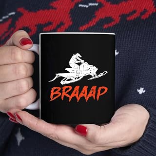 Vintage Snowmobile Braaap Motor Sled Braap Snowmobiling BlackMug, Tea Mug, Tea Cup, Coffee Cup