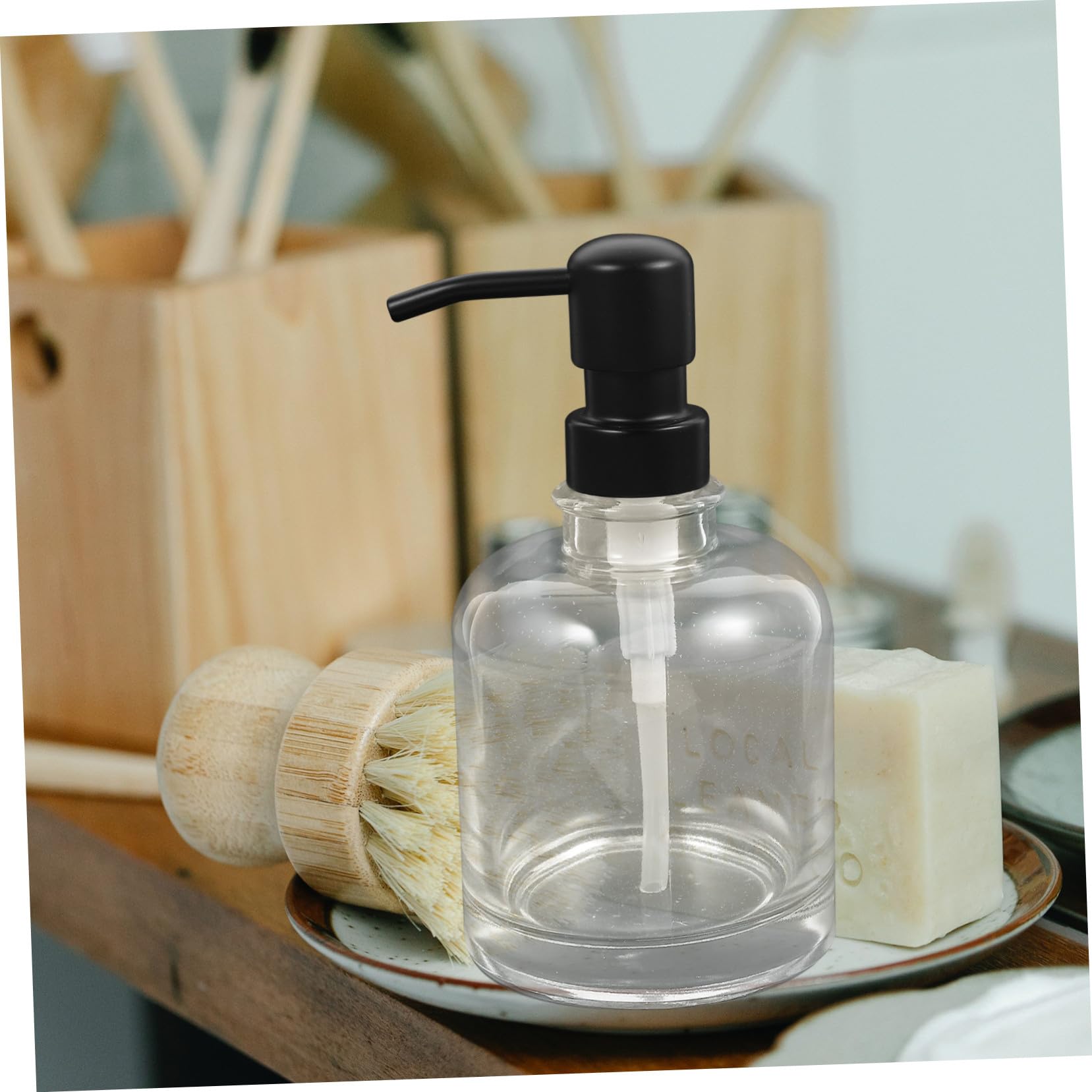 TOYANDONA 2 Piezas Dispensador de Jabón de Vidrio Transparente con Bomba de Acero Inoxidable Reutilizable y Compacto para Champú Gel y Baño para Baño y Viaje de Unidades Botella