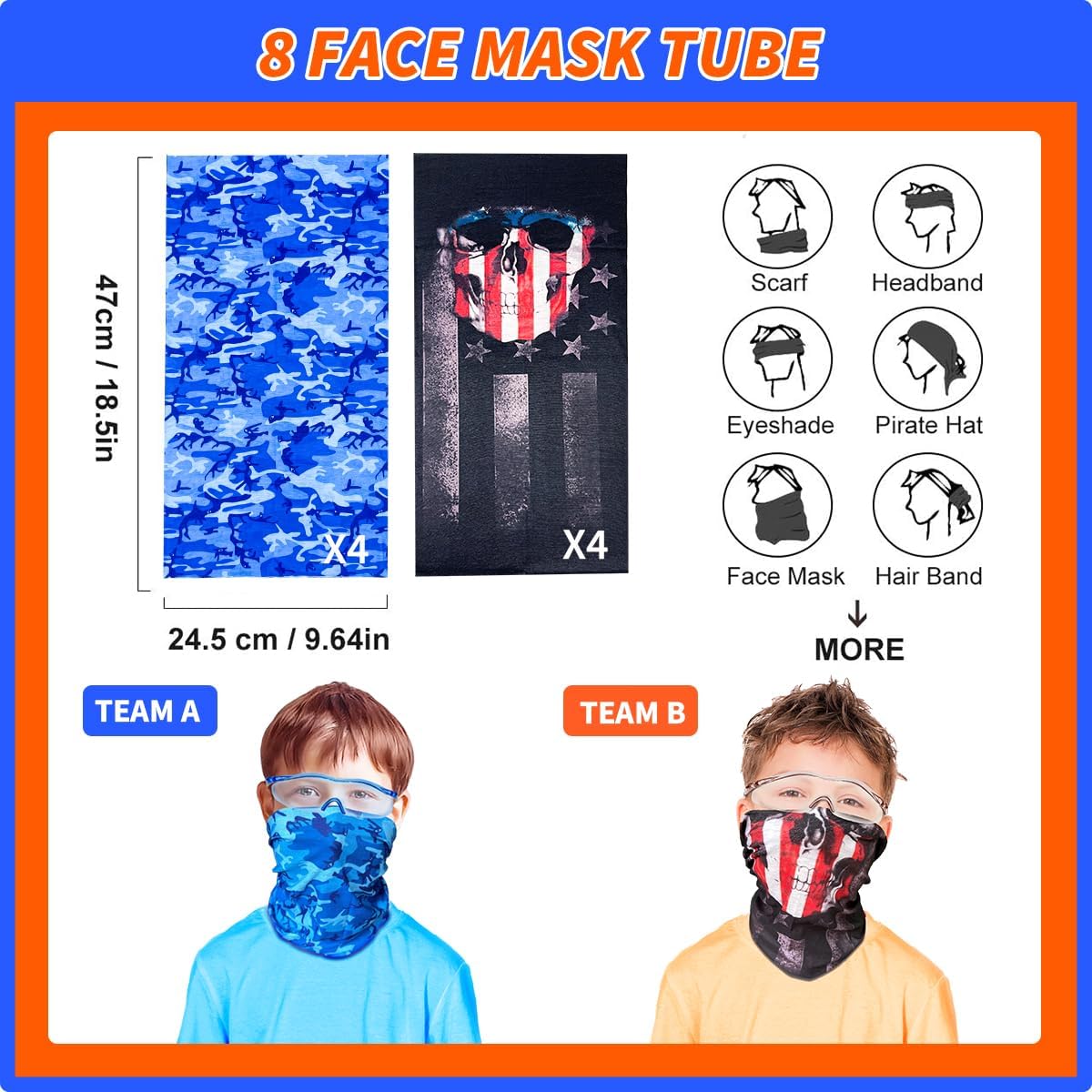 Banvih 8 Packs Big Gun Set for Nerf Party Supplies & Favors, for Boys Birthday Bulk War Party Bundle - Equipped: 8 Big Blasters, Goggles, Masks, Wristbands, 160 Foam Darts