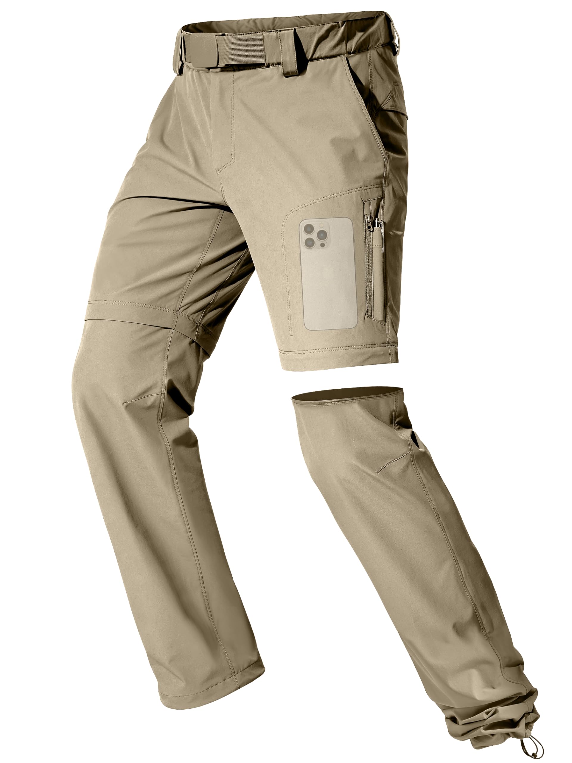 FREE SOLDIER Herren Outdoor Wandern Hosen konvertierbar Leichte Schnelltrocknende Abnehmbare Angeln Hosen mit Gürtel