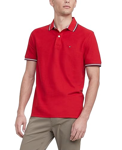 Tommy Hilfiger Polo de Manga Corta para Hombre con Transpiración y Estiramiento Rápido Secado + Protección UV