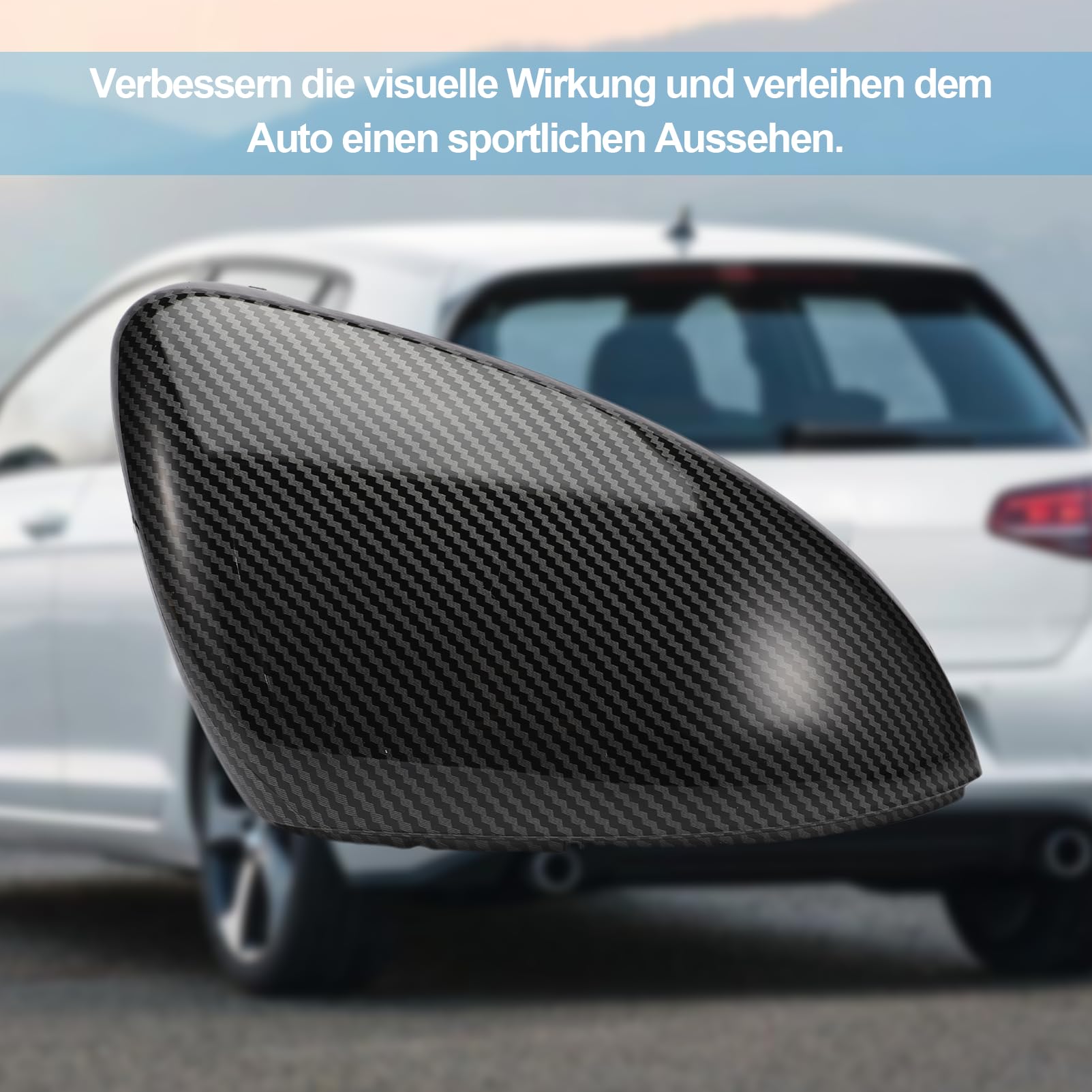 Para Golf 7 Vista Trasera Espejo Cubierta,Konuooer Carcasas Espejo Retrovisor Espejo Retrovisor para VW Golf 7 Golf 7.5 MK7 Fibra Carbon Espejo Lateral Cubiertas Tapas,5G0 857 537 E 5G0857538E 1 Par