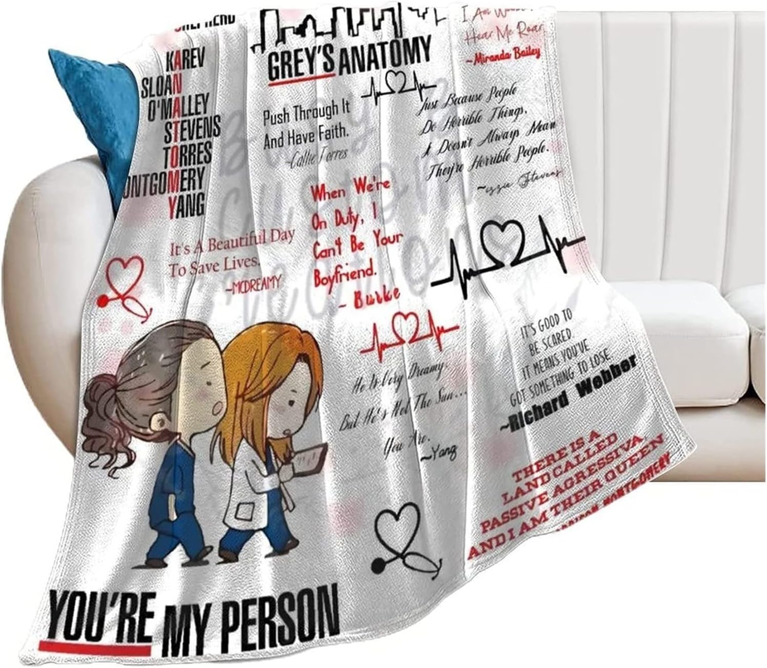 JQAM Greys Anatomy Fleece Blanket,Soft Throw Blanket for Bed Couch Sofa Chair Dorm,Plus Velvet Office Blankets for Kids Adults (Size : 100 * 150cm)