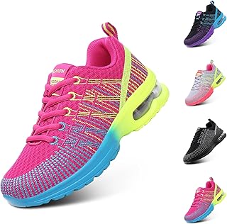 Womens Trainers Running Shoes Air Cushion Gym Shoes Athletic Sports Breathable Lightweight Jogging Sneakers for Ladies Fashion Walking Shoes Size UK 3-8
