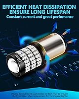 Vista 6 de Yorkim Bombillas LED 1157 brillantes rojas, bombilla de freno 1157, 9-30 V, 1157 2057, 2357, 7528, BAY15D, bombilla LED con proyector de repuesto