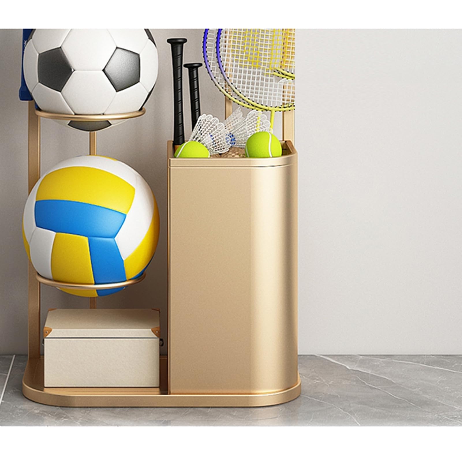 Tragbares Vertikales Ballaufbewahrungsregal, 3-stufiger Sportball-Ausstellungsständer For Rugby, Basketball, Volleyball, Mehrschichtiger Organizer-Rahmen In Der Garage Montierte Aufbewahrungssysteme(A