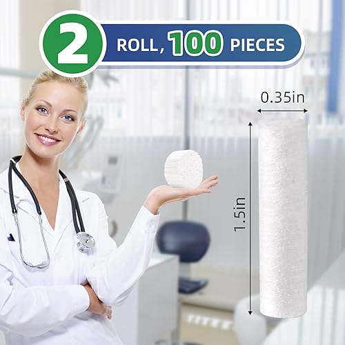 Miniatura 13 de Annhua Rollos de gasa dental de algodón de 1.5 pulgadas, rollos de algodón dental, tapones de nariz enrollados de algodón para niños, adultos, 100%