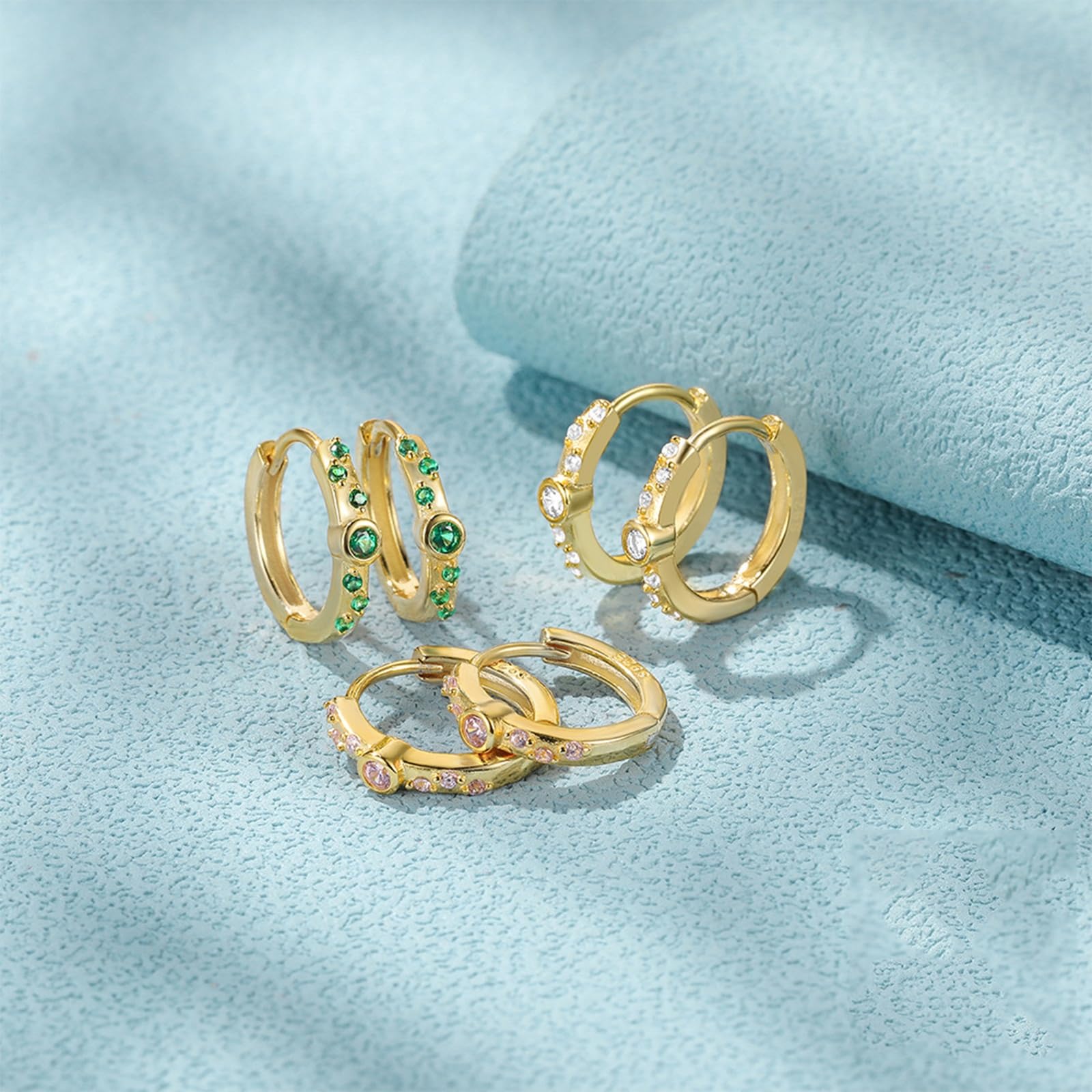 Orecchini Argento 925 Donna Zircone Intarsiato Oro Orecchini Da Donna A Cerchio