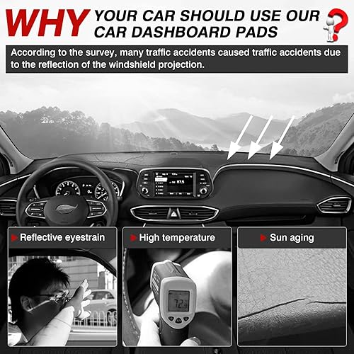 Miniatura 2 de Autorder Alfombrilla para Salpicadero para Hyundai Santa Fe 2019 2020 2021 2022 2023 Accesorios Cubierta de Salpicadero Alfombra de Salpicadero