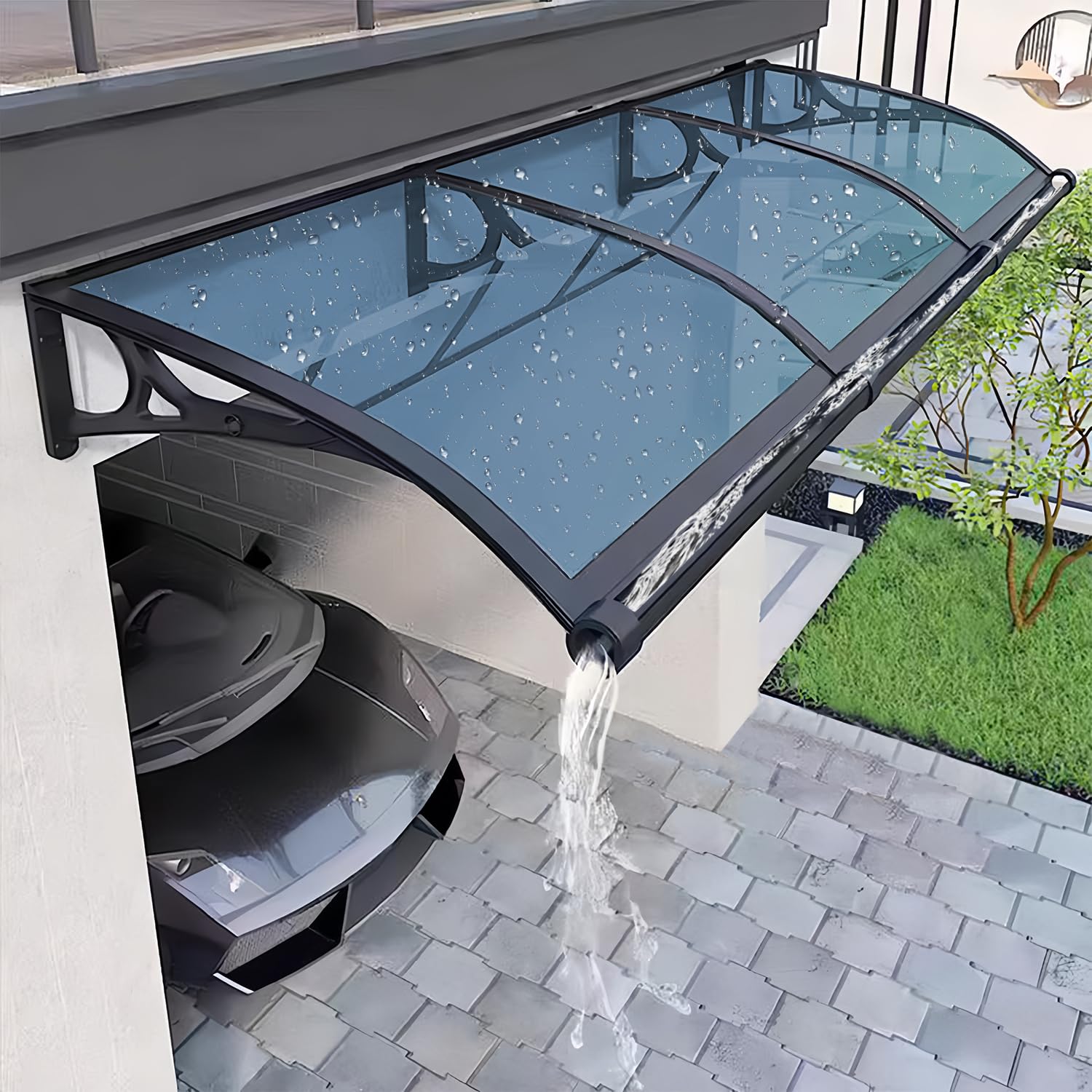 Window Door Awnings Exterior, Awning for Door Entrance Aluminum Bracket Polycarbonate Board, Awnings Outdoor Front Door Patio for Sun Shutter UV Rain