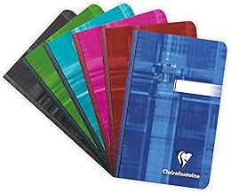 Clairefontaine 9592C A Canvas Backed Brochure Notebook - 9 x 14 cm - 192 Small Squared Pages - White Paper 90 g - Laminated Card Cover - Random Colour